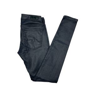 AG Adriano Goldschmied Jeans Women's Sz 24 Absolute Skinny Black Waxed Low Rise